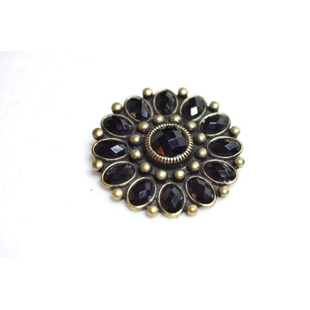 Premier Designs Gothic Black Rhinestone Gold Black Tone Vintage Pendant Brooch